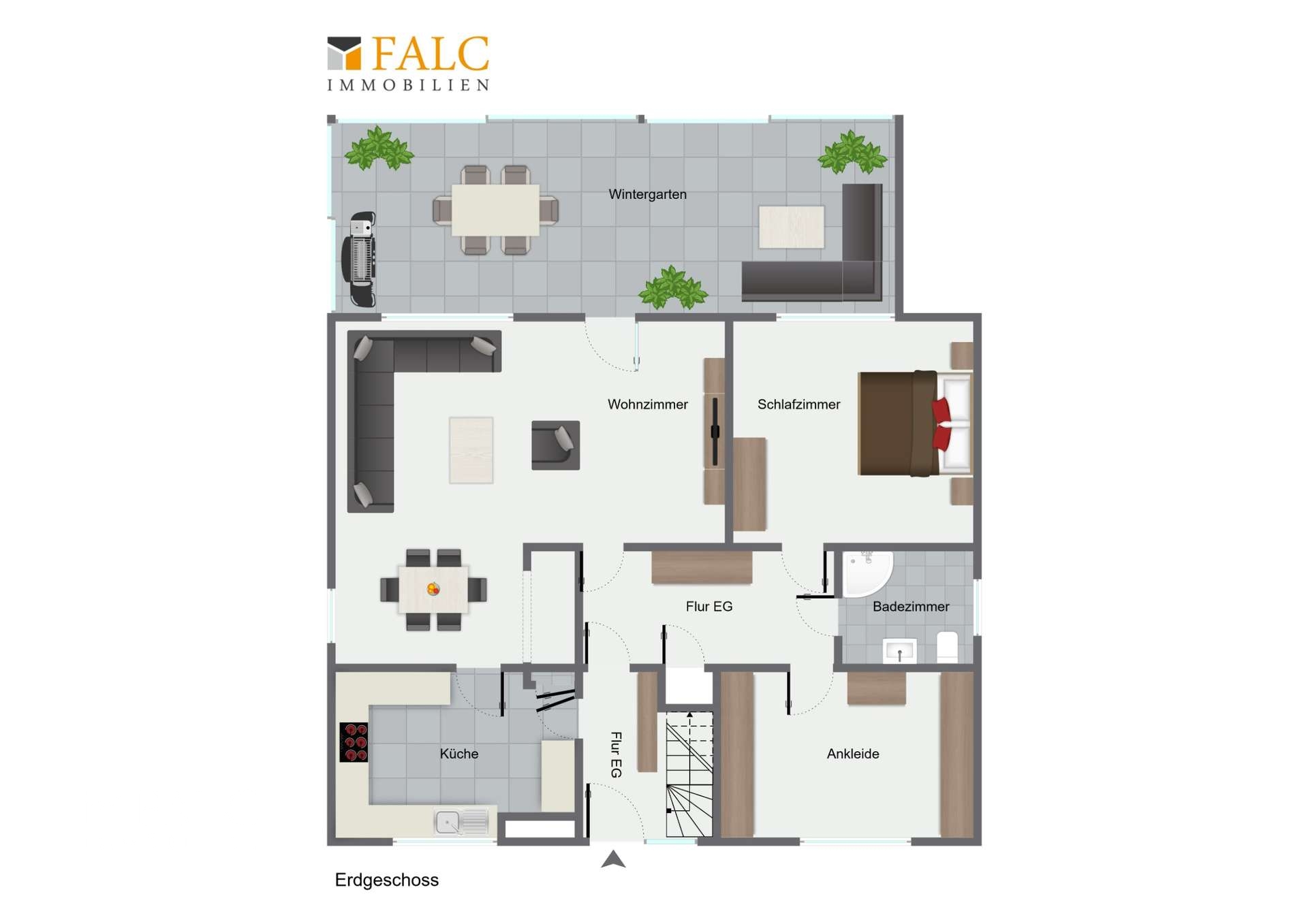Grundriss EG möbliert